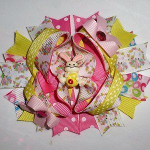 Easter Bunny Rabbit Girls 5-Inch Hair Bow Clip